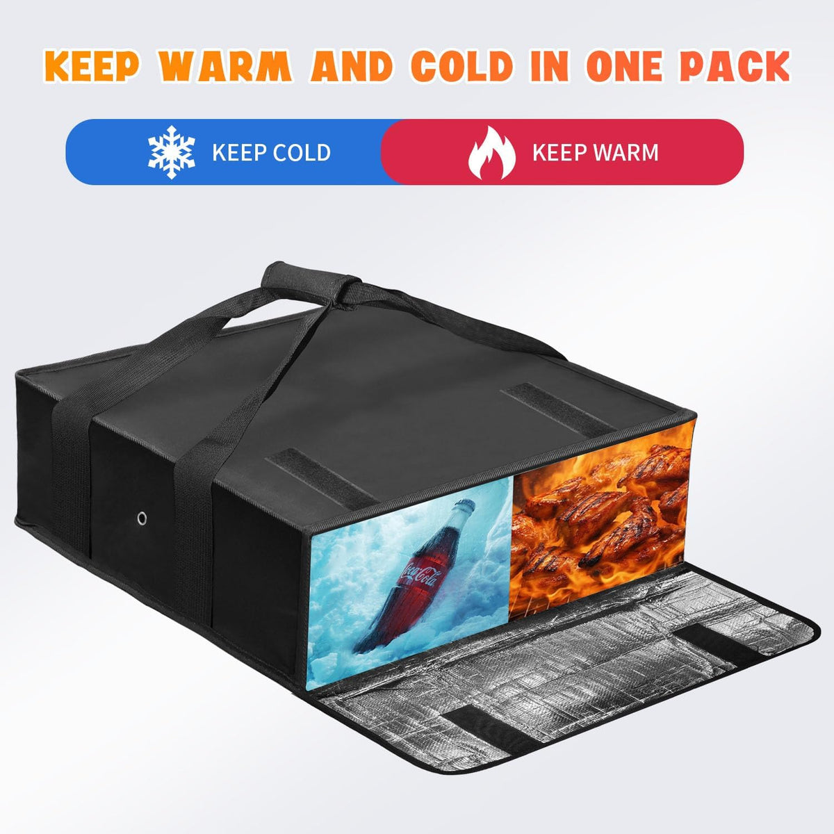 Pizza Bag for Delivery, Insulated Pizza Warmer Bag with Label Window