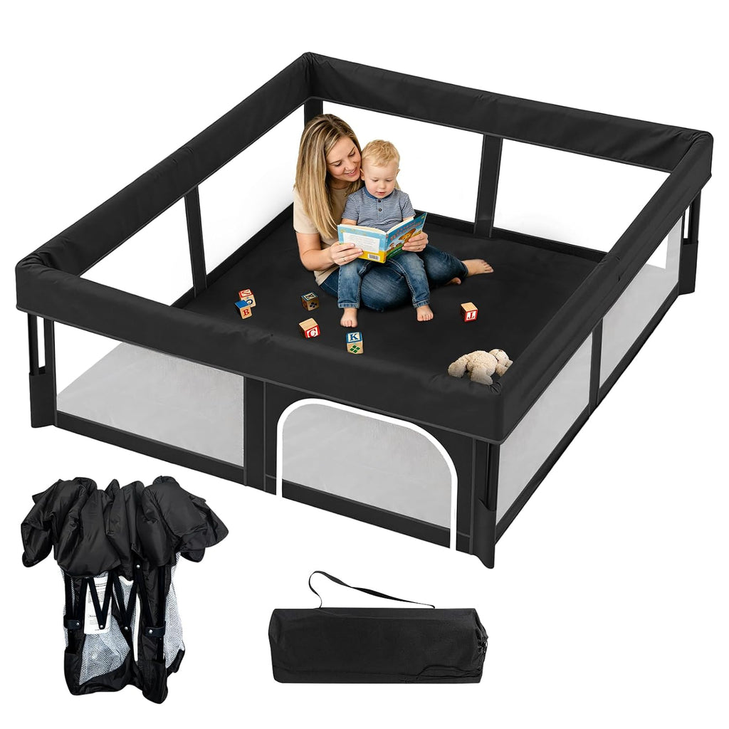Foldable Baby Playpen, 50"×50" Play Yard for Toddlers, Portable & Collapsible Playpen with Gate, ASTM & CPSC