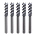 LU&MN Carbide Square End Mills, 4 Flute, 1/4 in, 5 Pieces