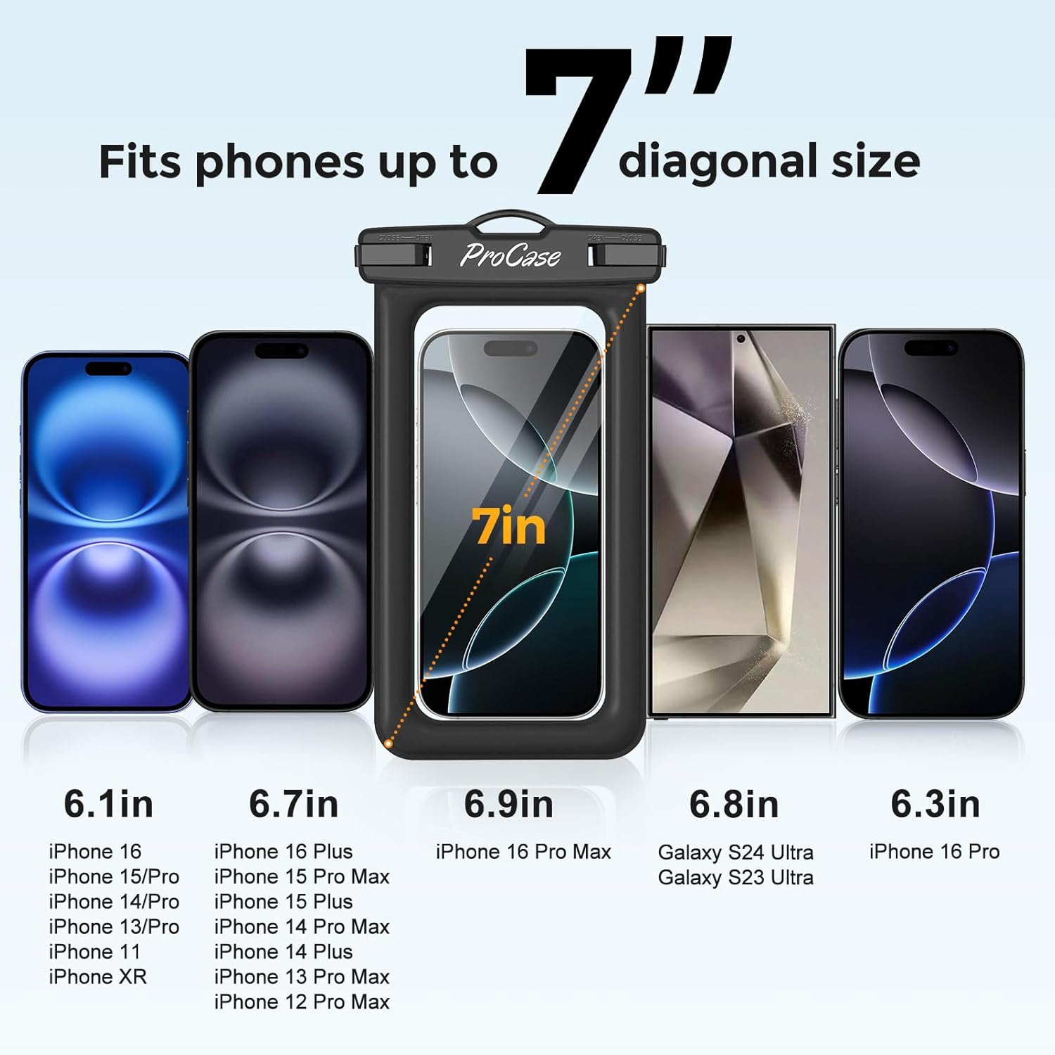 2 Pack Floating Waterproof Phone Pouch, IPX8 Dry Bag for 7" Phones | Fits iPhone 17/16/15/14, Galaxy S24/S23 & Pixel