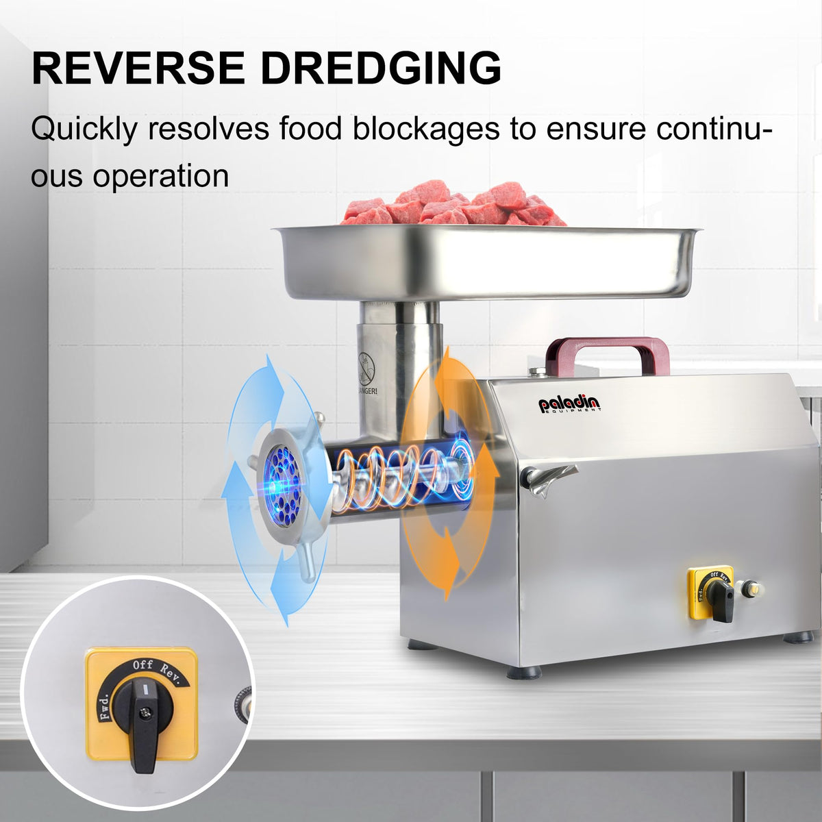 #32 Electric Commercial Meat Grinder Machine, 21 lbs/min
