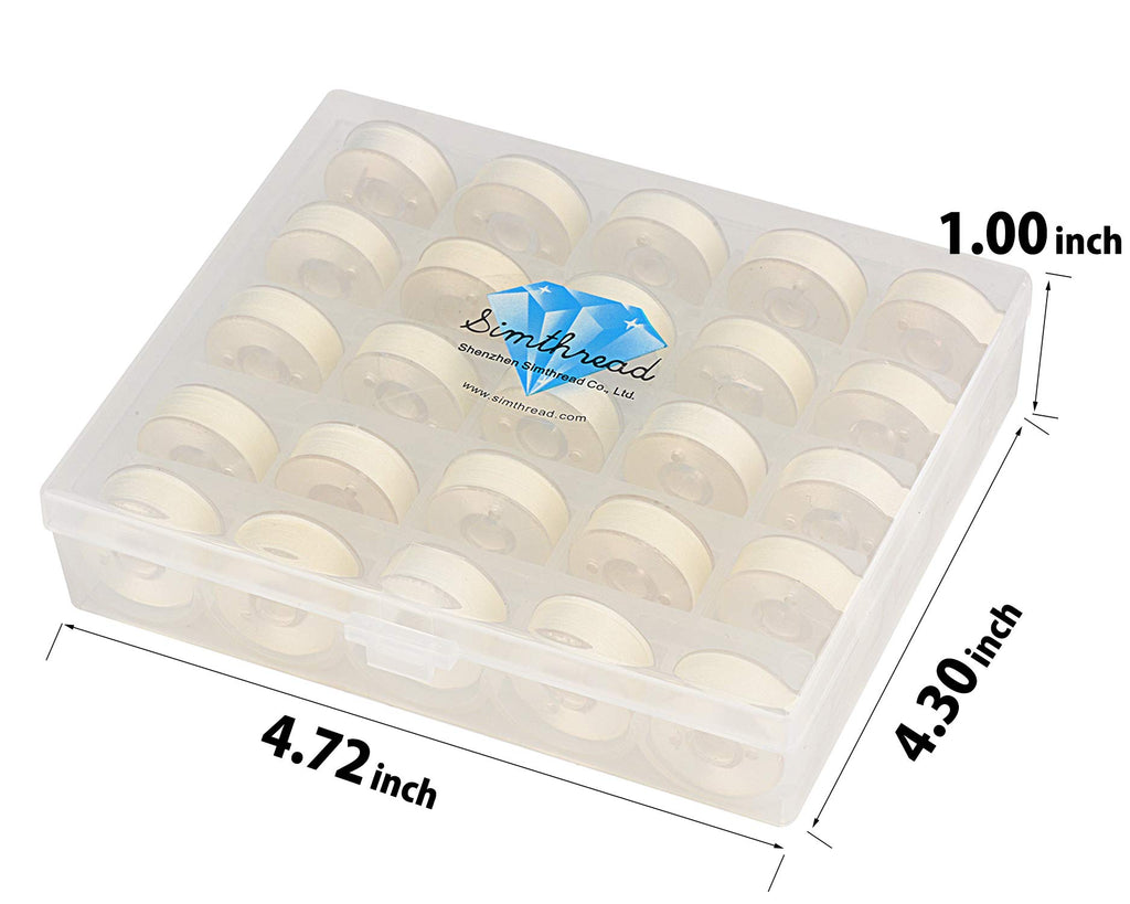25pcs Size L SA155 60WT Prewound Bobbin Thread - White