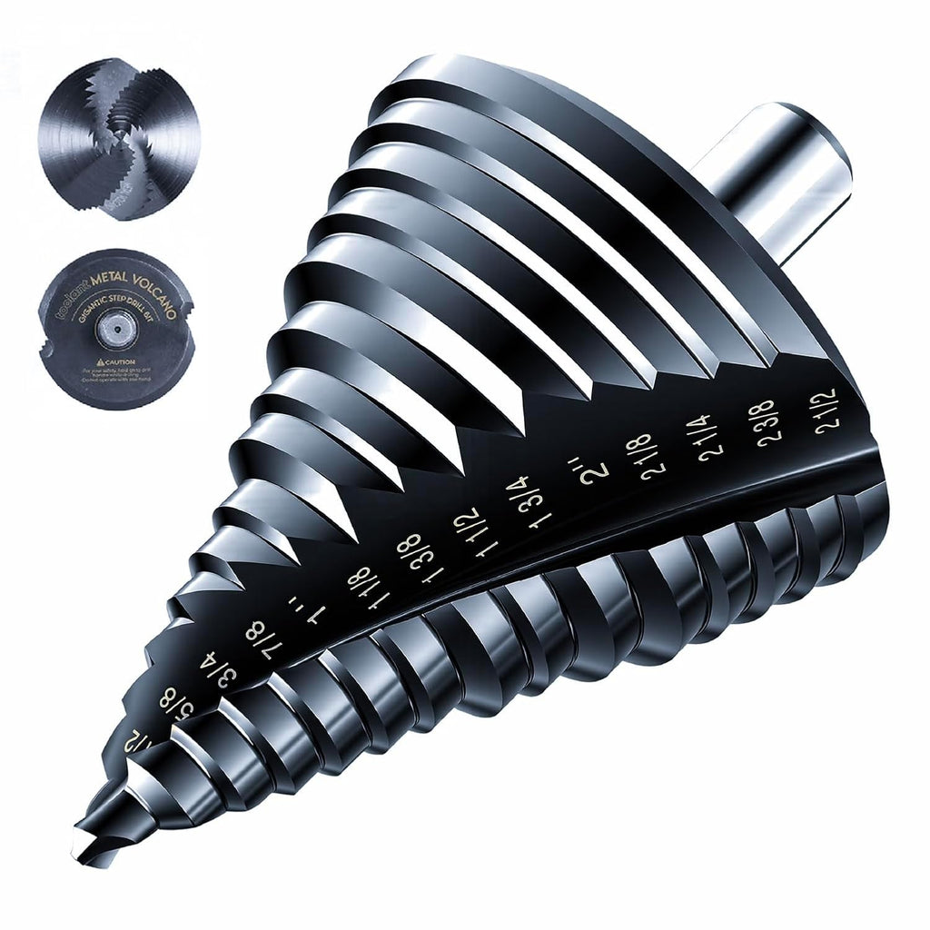 toolant Large Diameter Step Drill Bit, 1/4"-2-1/2", TiAlN, 1/2" Shank