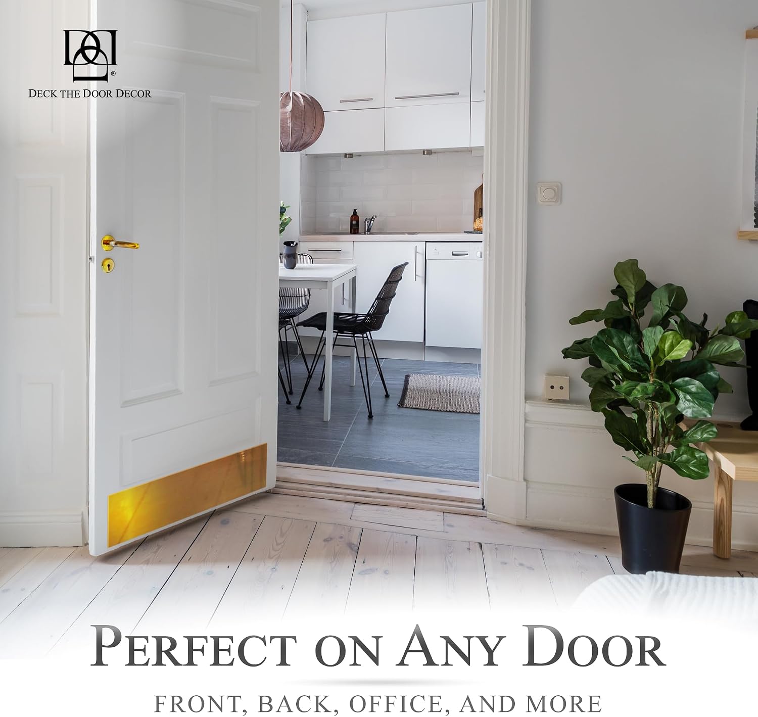 Premium Door Kick Plate – Kwik Plate Mounting – No Drill Protective Door Plate for Interior & Exterior Doors - Made
