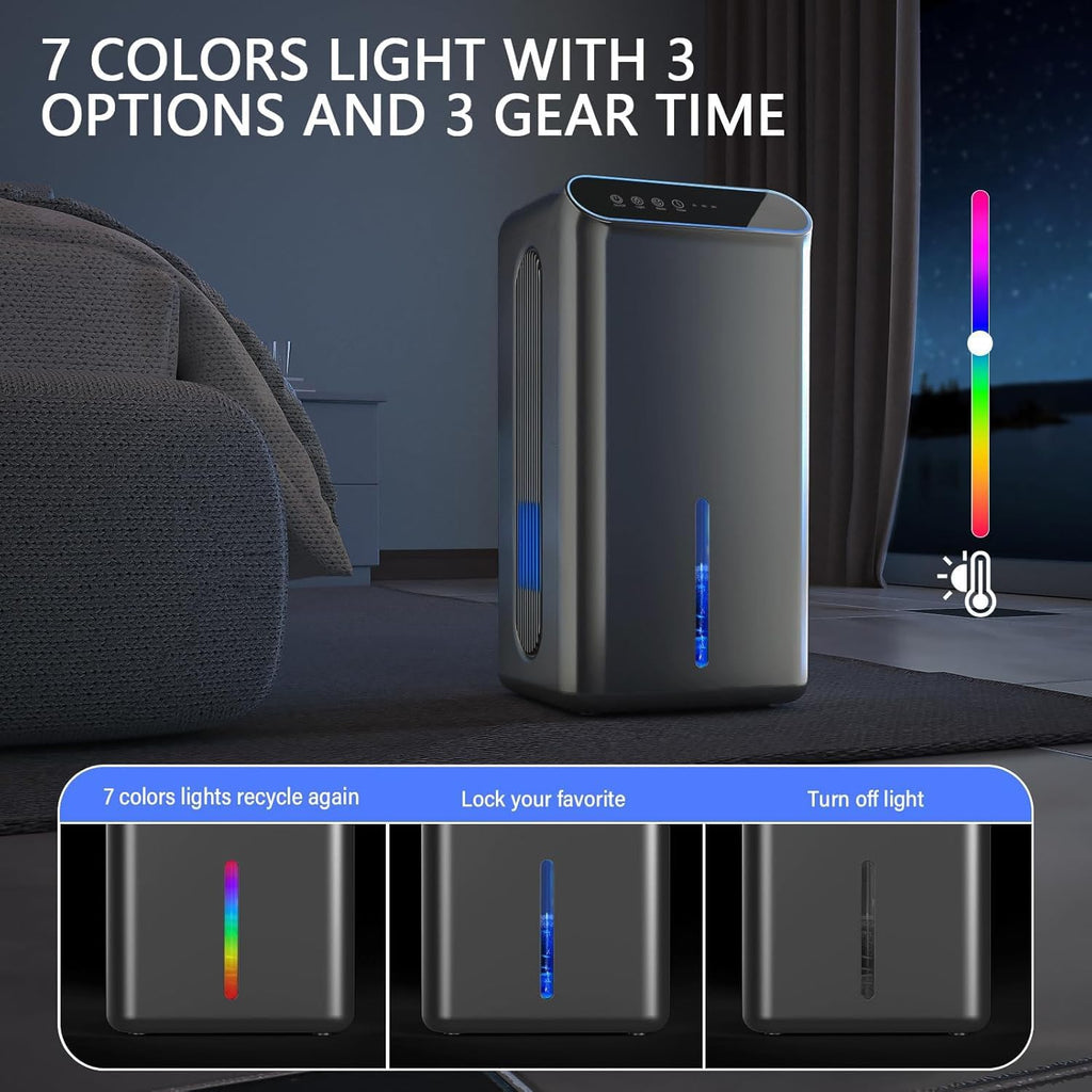 Dehumidifiers (85 OZ Water Tank, 800 sq.ft) with Drain Hose, 3 Gear Timer, Sleep Mode, Auto Shut Off, Quiet Small