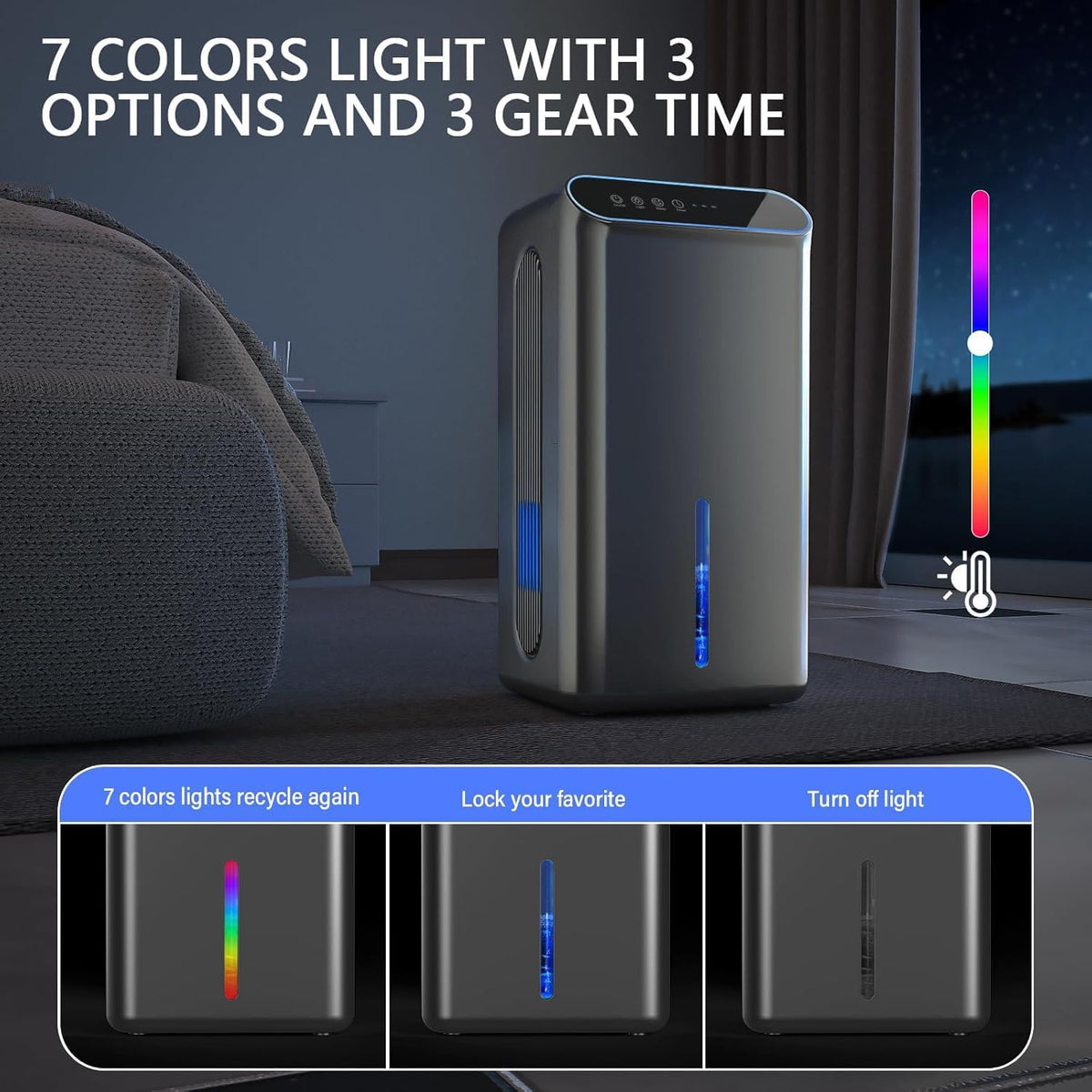 Dehumidifiers (85 OZ Water Tank, 800 sq.ft) with Drain Hose, 3 Gear Timer, Sleep Mode, Auto Shut Off, Quiet Small