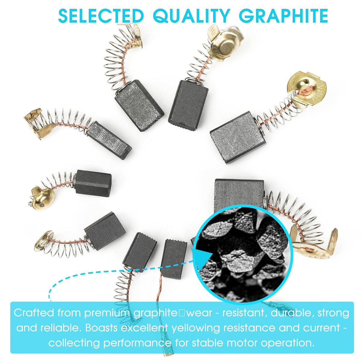 60 Pcs Electric Motor Carbon Brushes, Assorted Power Tool Replacement Parts
