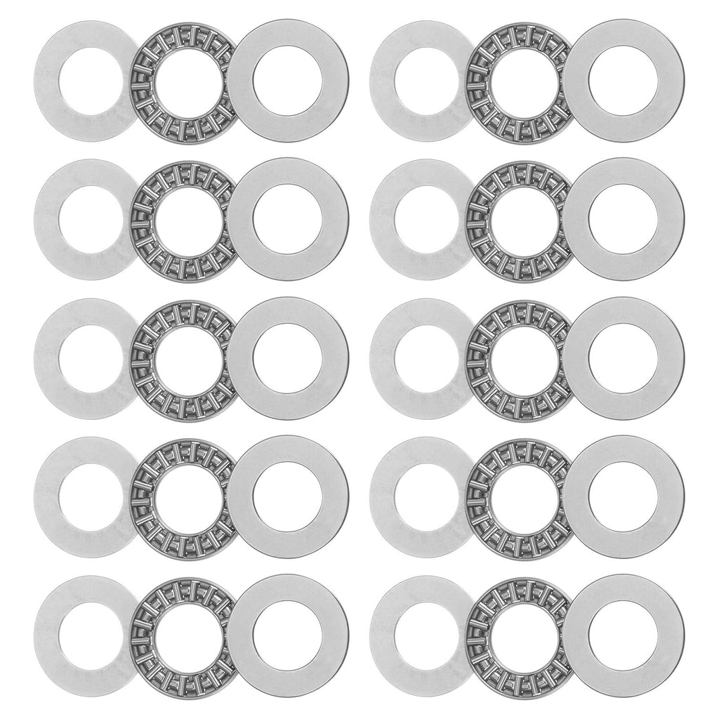 uxcell AXK1528 Thrust Needle Roller Bearings with Washers 15mm Bore 28mm OD 2mm Width 10pcs