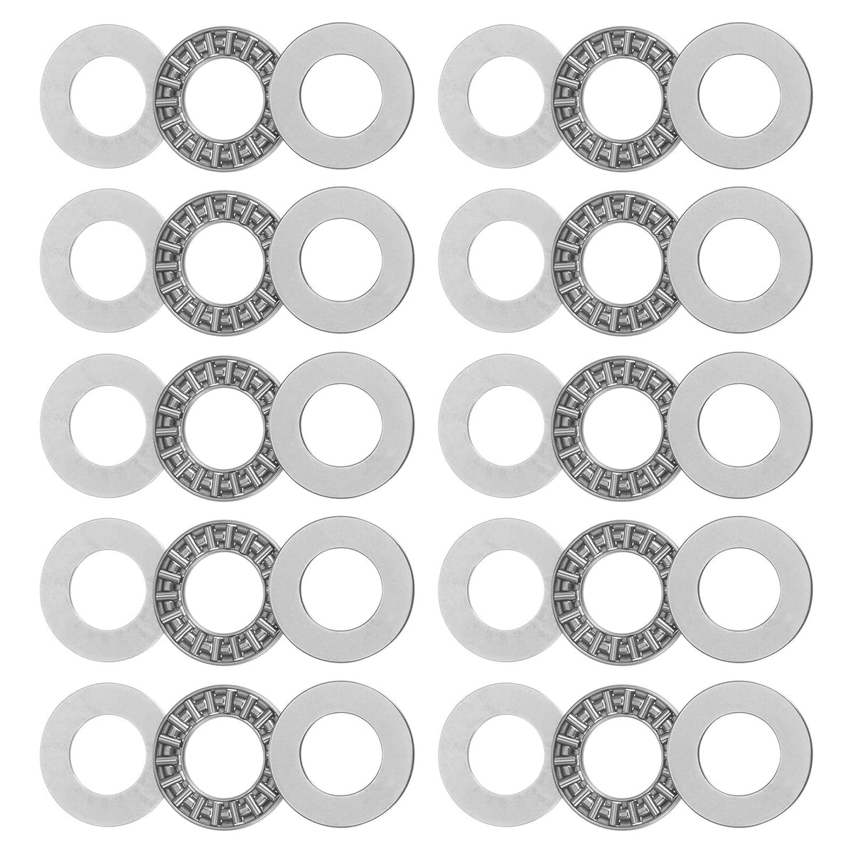 uxcell AXK1528 Thrust Needle Roller Bearings with Washers 15mm Bore 28mm OD 2mm Width 10pcs