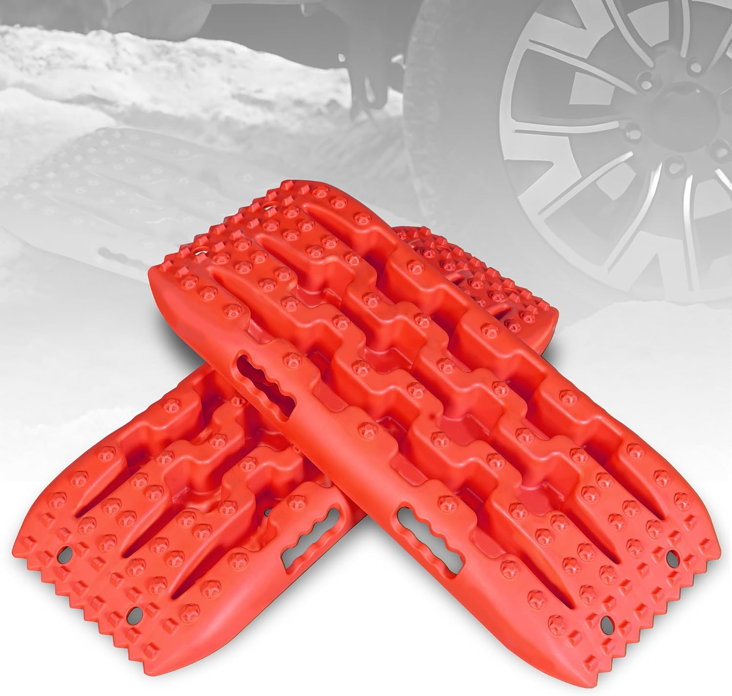 27-Inch Off-Road Traction Boards, Recovery Tracks, and Traction Mat Set for Snow, Mud and Sand Rescue