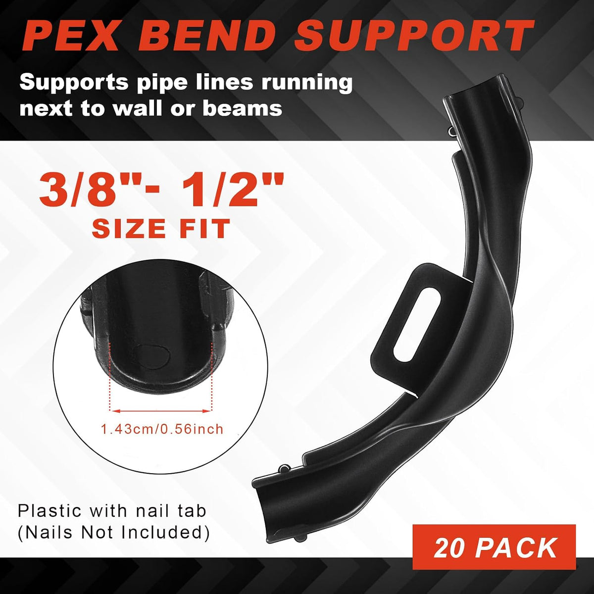 Pushglossy 20 Pcs 1/2" Pex 90 Degree Bend Supports, Plastic Pipe Holders