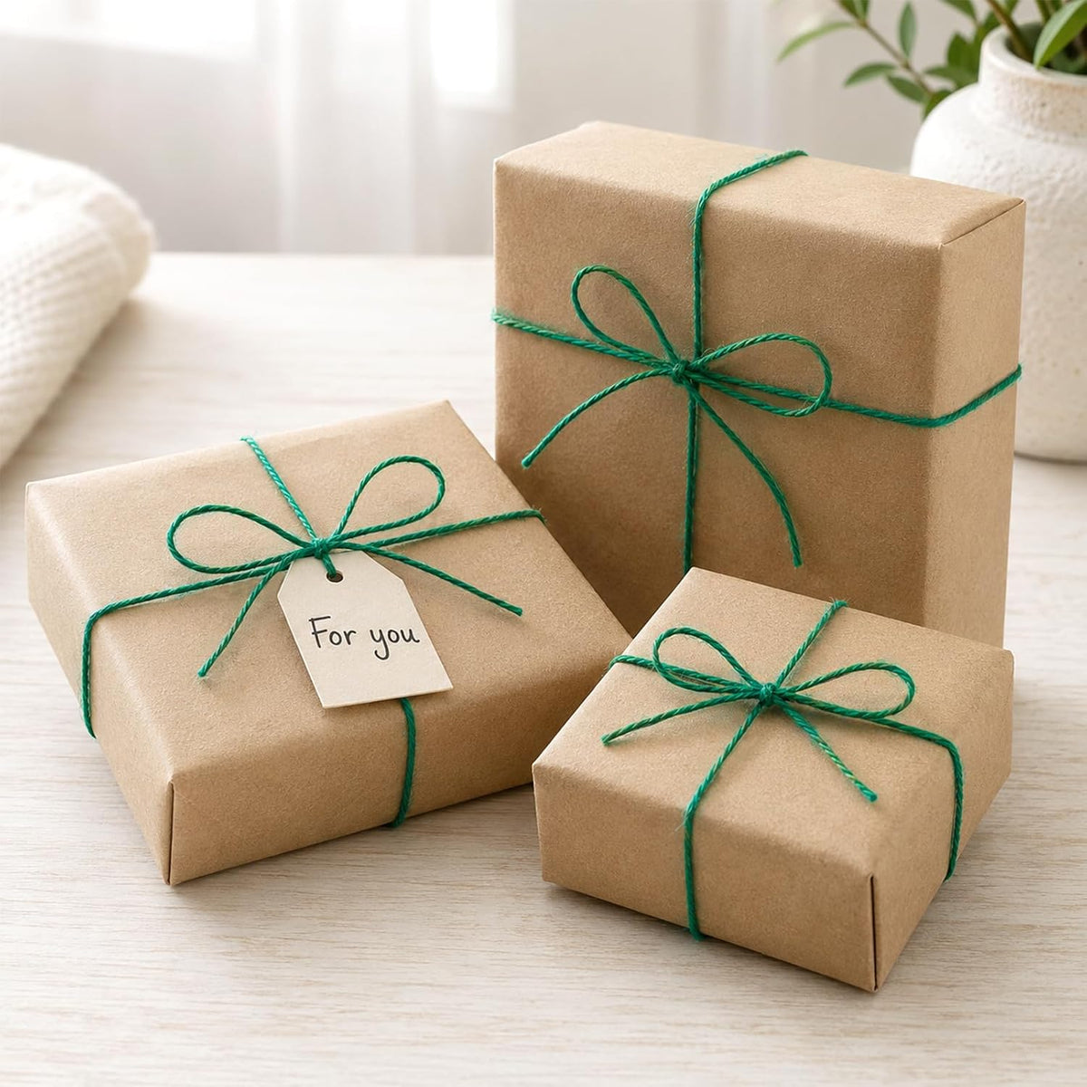 Green Jute Twine String 1312 Feet 2mm for Crafts Gift Wrapping