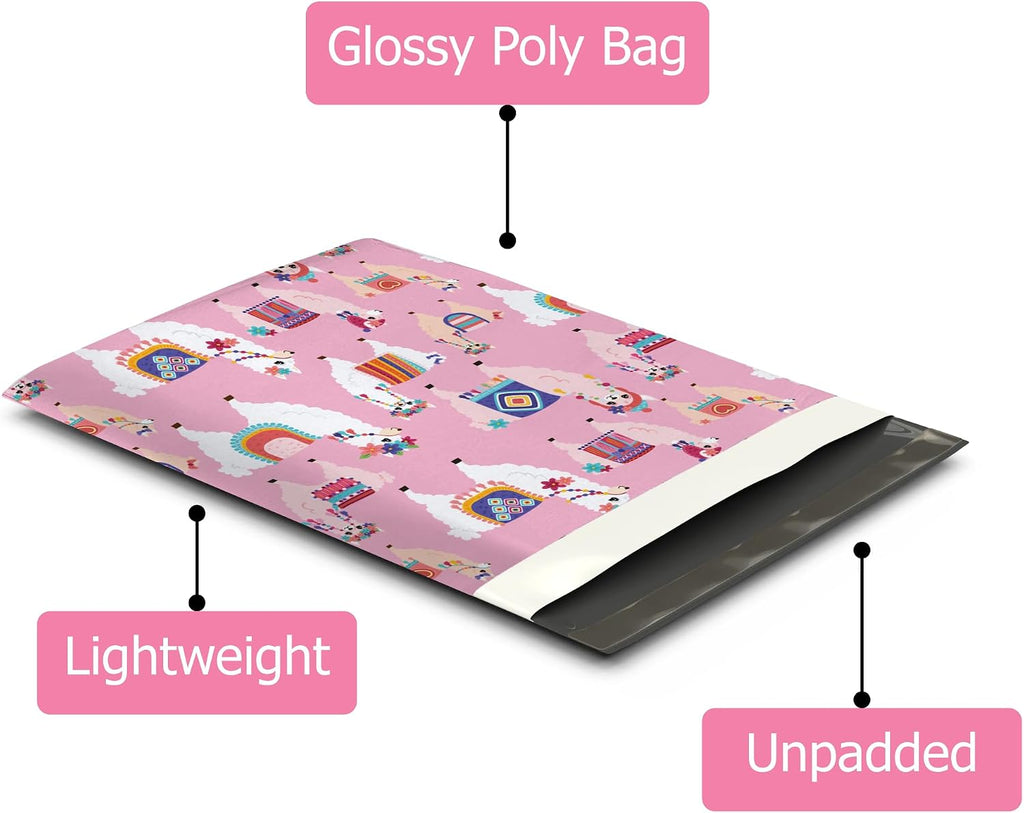 10x13 (100) Lovely Llama Designer Poly Mailers Shipping Envelopes Premium Printed Bags