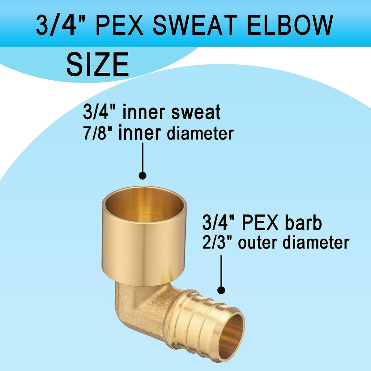 (20 Pack) Asterbacks 3/4 PEX to 3/4 Female Sweat Elbow Fitting For PEX-A/B/C Pipe