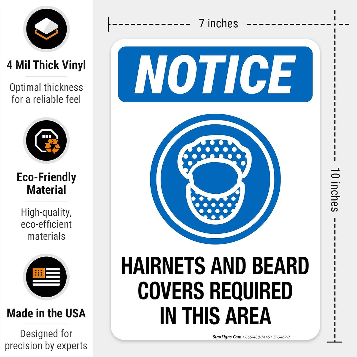 Hairnets and Beard Covers Required in This Area Sign, OSHA Sign