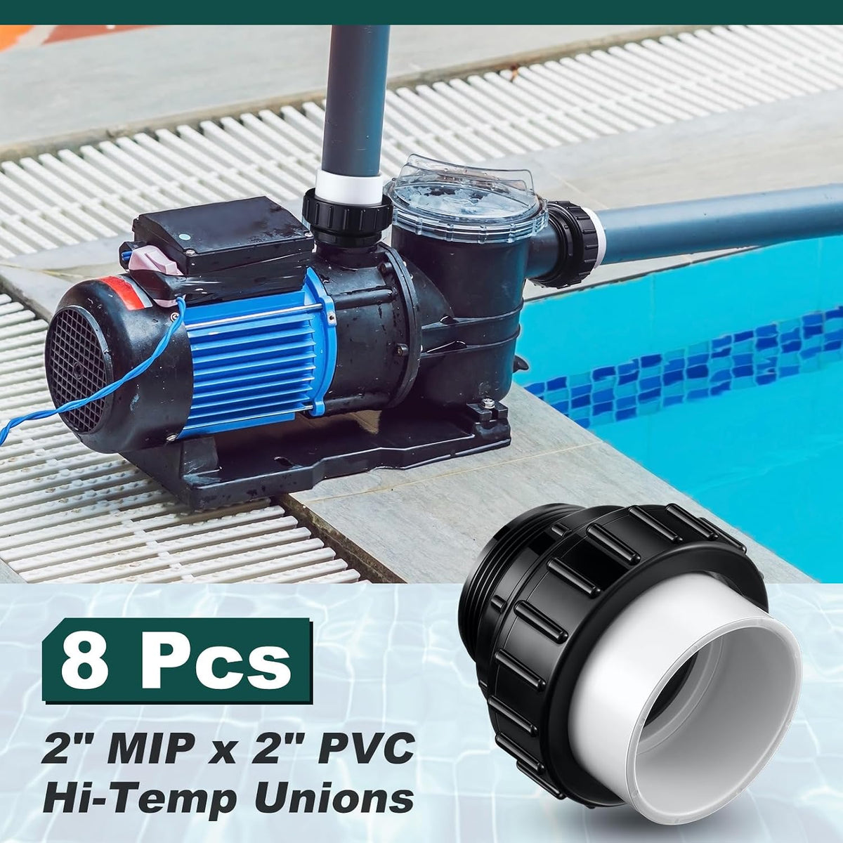 Briwooody 4 Pcs Hi Temp Unions,2" MIP x 2" PVC Pool Pump Union
