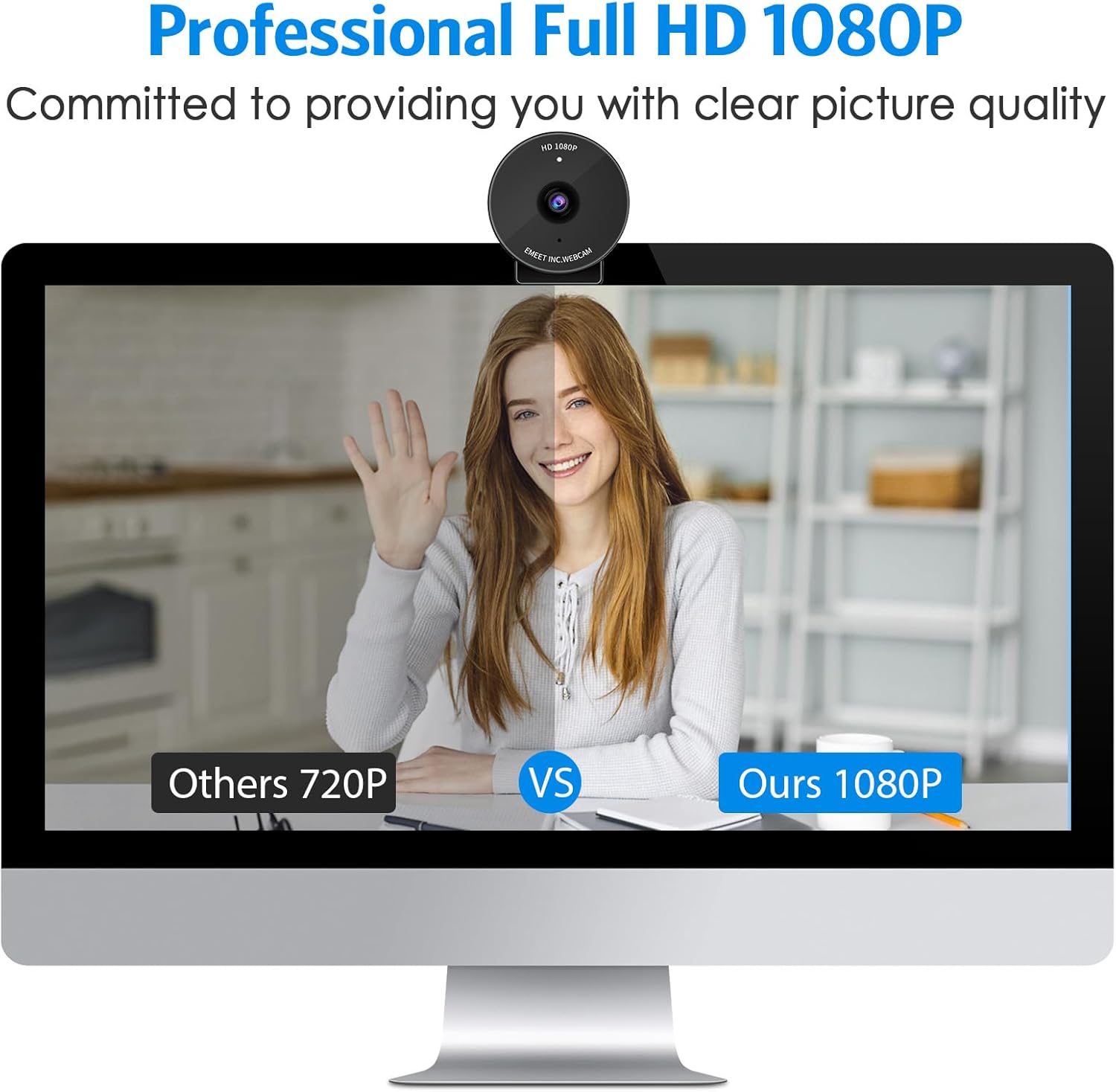 C950 1080P Webcam - USB Webcam with Microphone & Physical Privacy Cover, Auto Light Correction, Fixed Focus, USB Plug