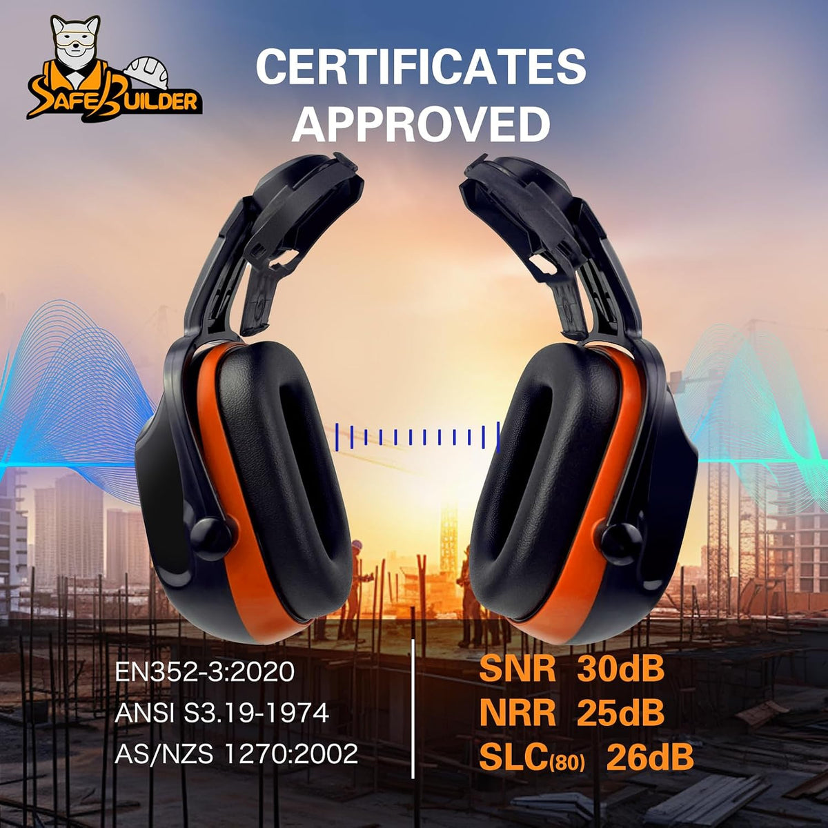 30dB Ear Muffs Hard Hats Type Safety Earmuffs For Safety Helmet Hearing Protection Earmuffs ANSI S3.19