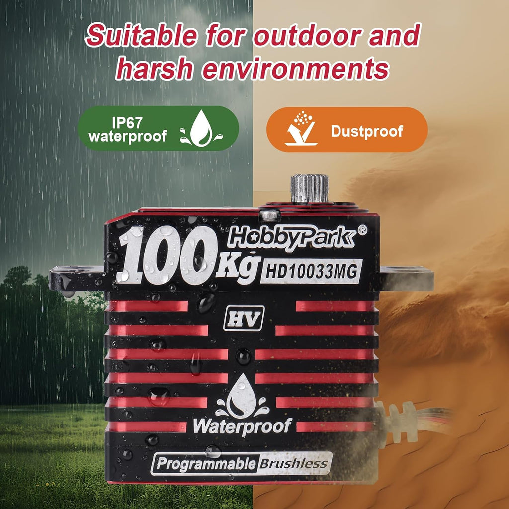 Waterproof 1380oz-in 100KG Servo 16.8V HV Servo High Torque Servo Brushless Motor Full Metal Gear RC Servo