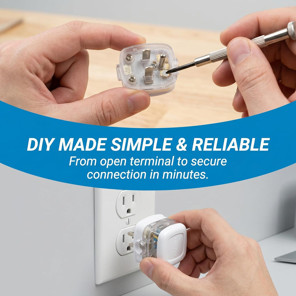 Right Angle Plug Flat Wall Plug, Replacement Plug 3 Prong 125V 10A, 90 Degree Outlet Adapter for Short Extension Cord