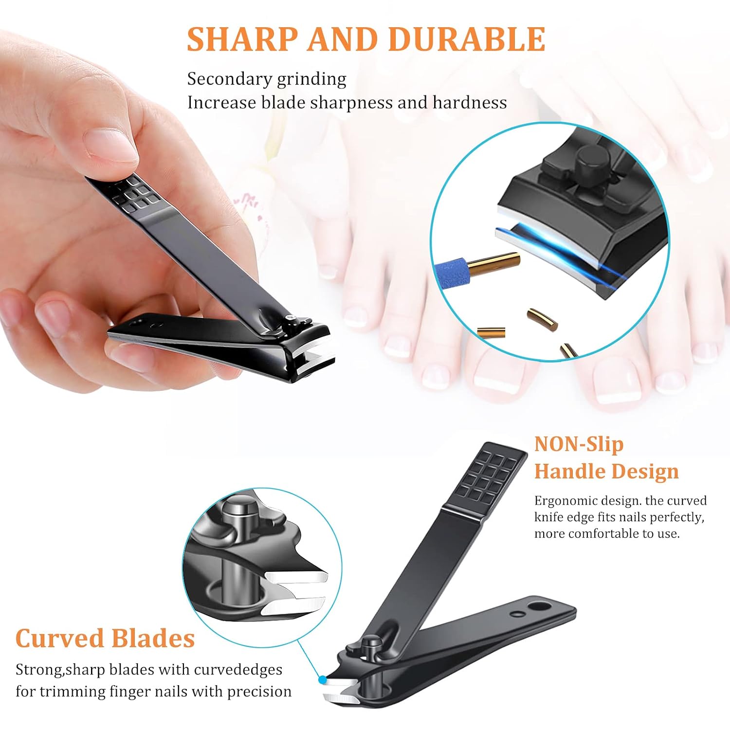 Nail Clippers Sets High Precisio Stainless Steel Nail Cutter Pedicure Kit Nail File Sharp Nail Scissors and Clipper