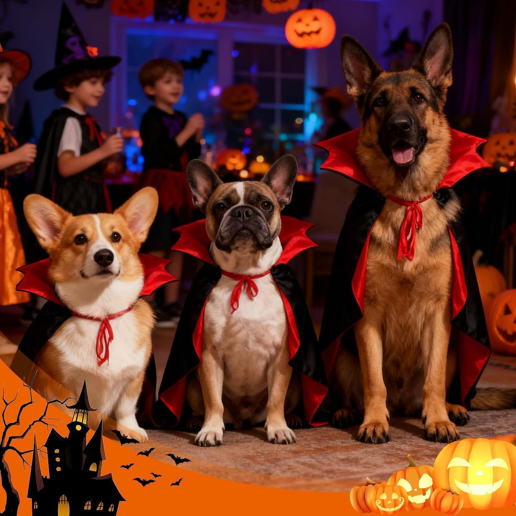 Dog Costumes - Dog Halloween Costumes Vampire Cloak, Wizard Outfit, Witch Cosplay Apparel Cape - Funny Party Dress Up