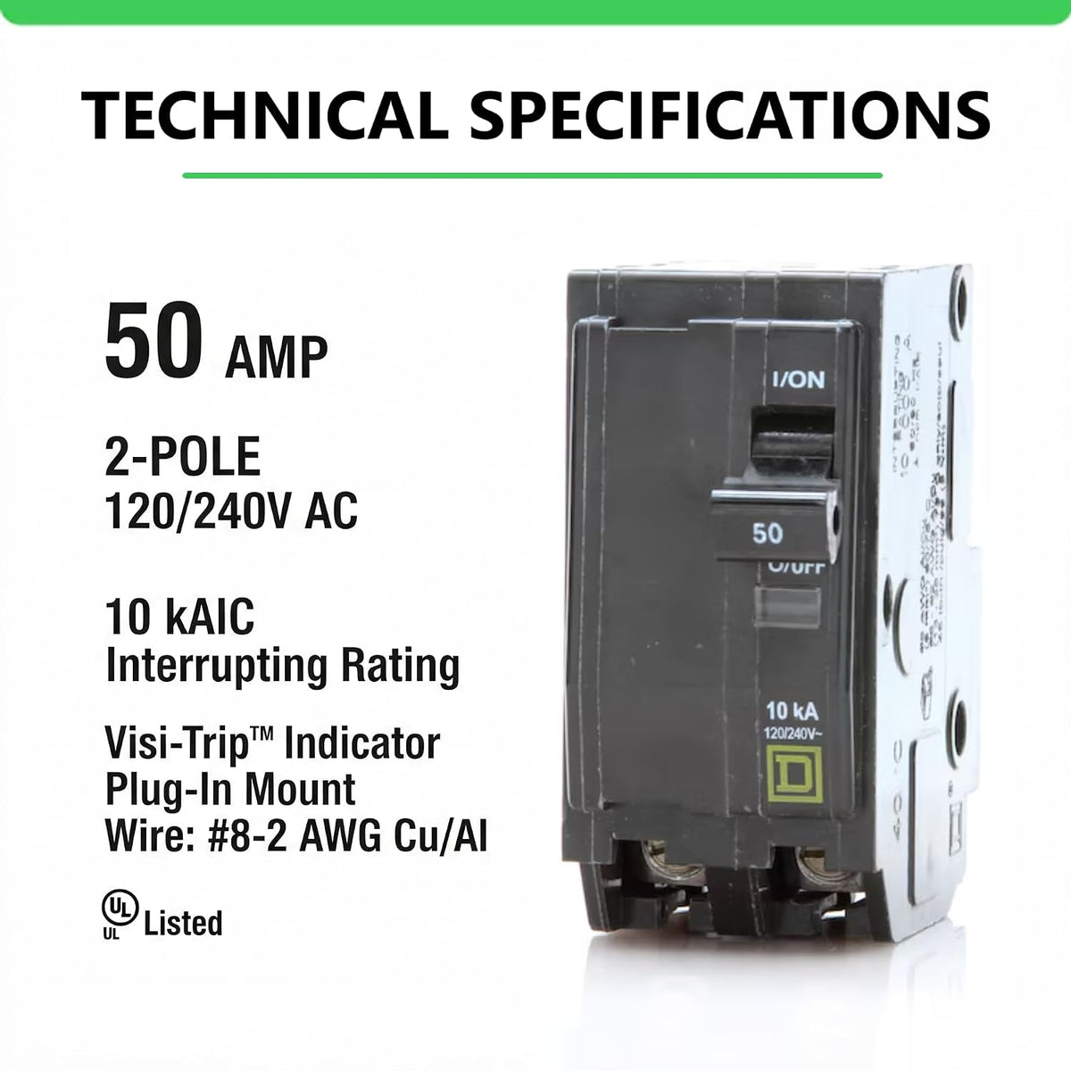 Genuine Square D QO250 50 Amp Double Pole Circuit Breaker Kit