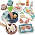 Wooden Play Kitchen Accessories, Play Food for Toddlers 1-3, Toys Pots and Pans for Kids Cooking Set, Pretend Play