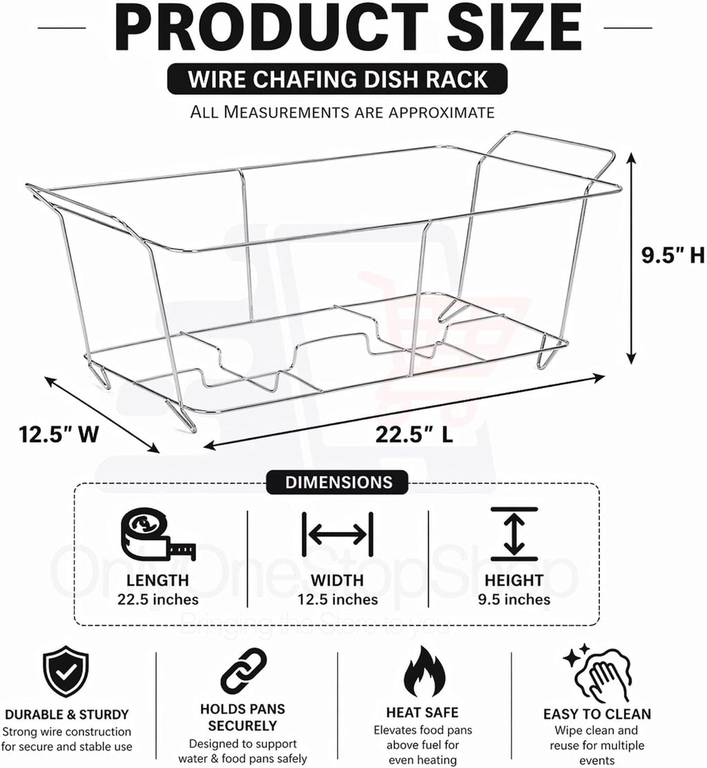 Chafing Dish Buffet Set Disposable | Buffet Servers and Warmers, Buffet Serving Kit | Includes Chafing Fuel, Wire