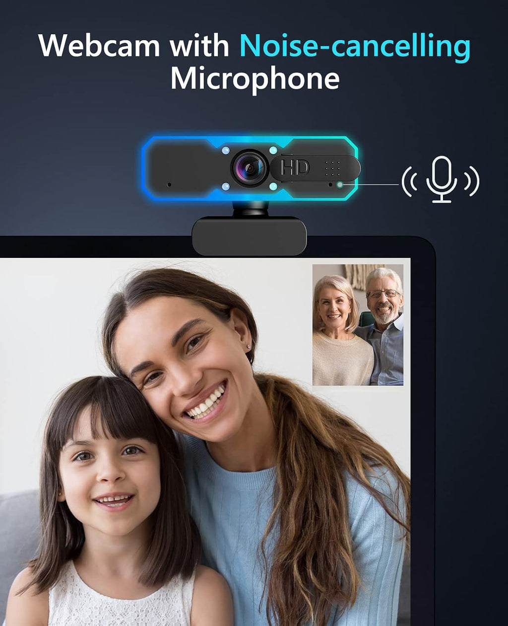 1080P 60FPS Streaming Camera Webcam with Microphone and Fill RGB Light,Autofocus,Work with Laptop/Desktop