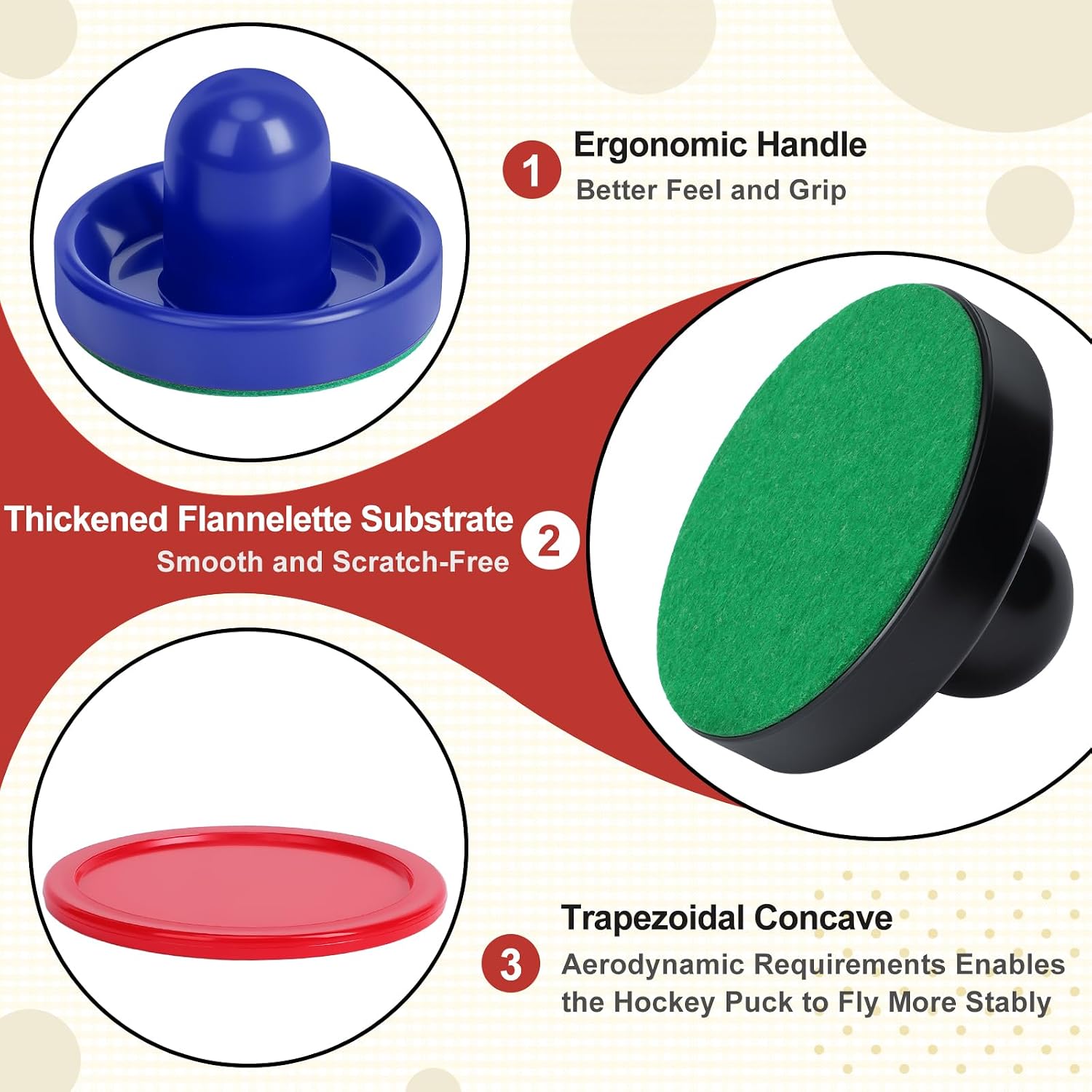 Air Hockey Paddles and Pucks, Air Hockey Pushers with Nylon Storage Bag, Goal Handles Paddles Replacement Accessories