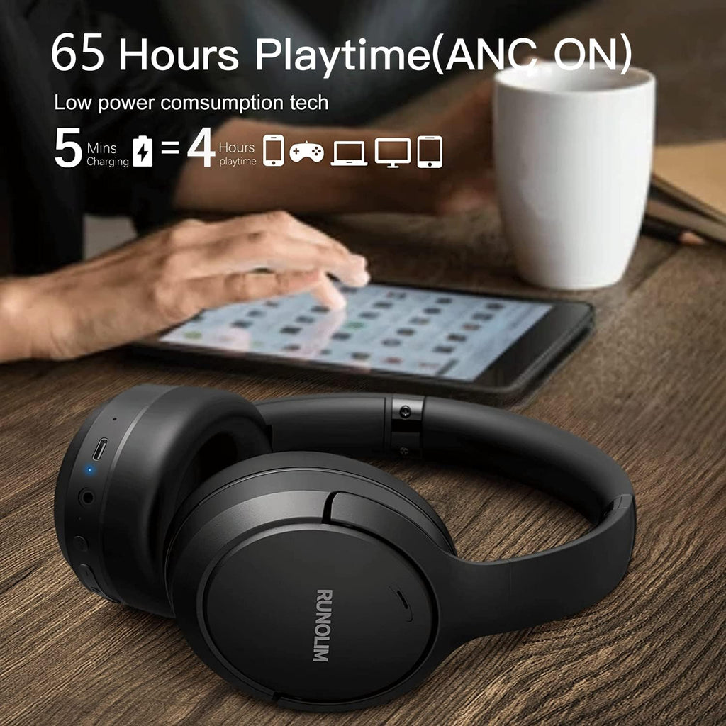 Active Noise Cancelling Headphones, Wireless Bluetooth Over Ear | 100H Playtime, Transparency Mode, Deep Bass Hi-Fi
