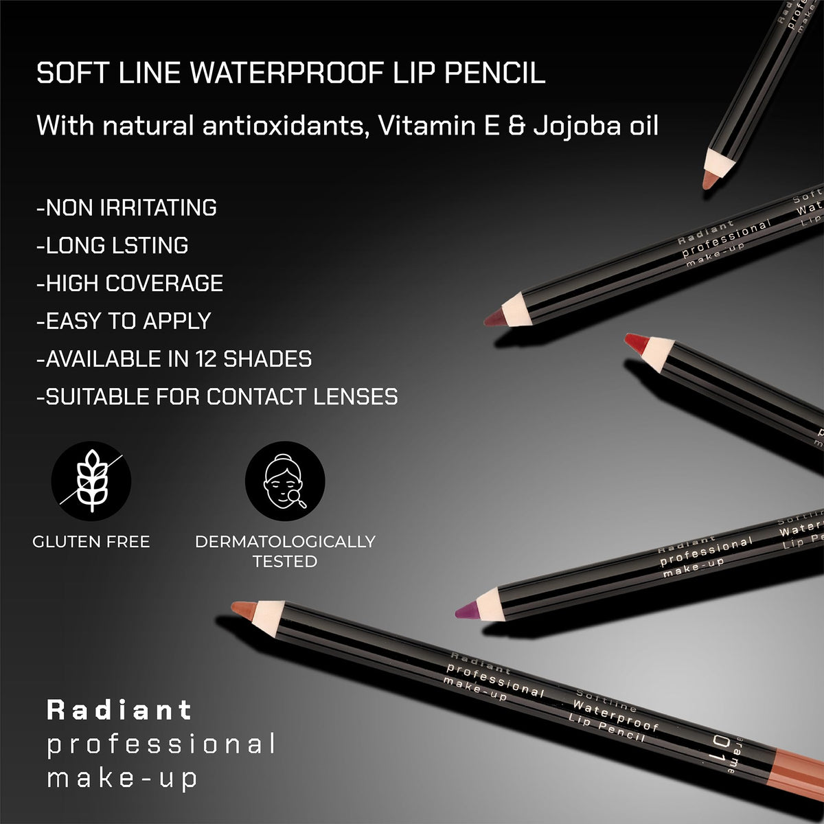 Radiant Professional Waterproof Long Lasting Lip Liner, 27 RUBY