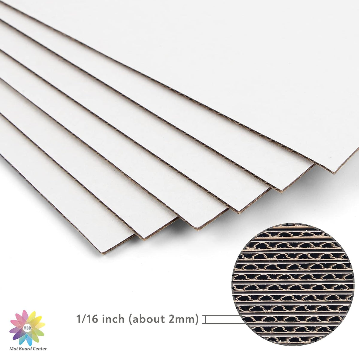 Mat Board Center, 50 Pack 12x16 Inch Corrugated Cardboard Sheets