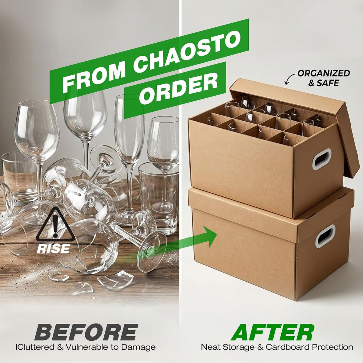 Wine Glass Moving Boxes with Handles & Lids,2 Pack Glass Packing Boxes