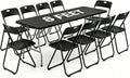 Black 8 FT Foldable Table with 10 Folding Chairs, 9-Piece Plastic Folding Table Chairs Outdoor Patio Furniture Sets