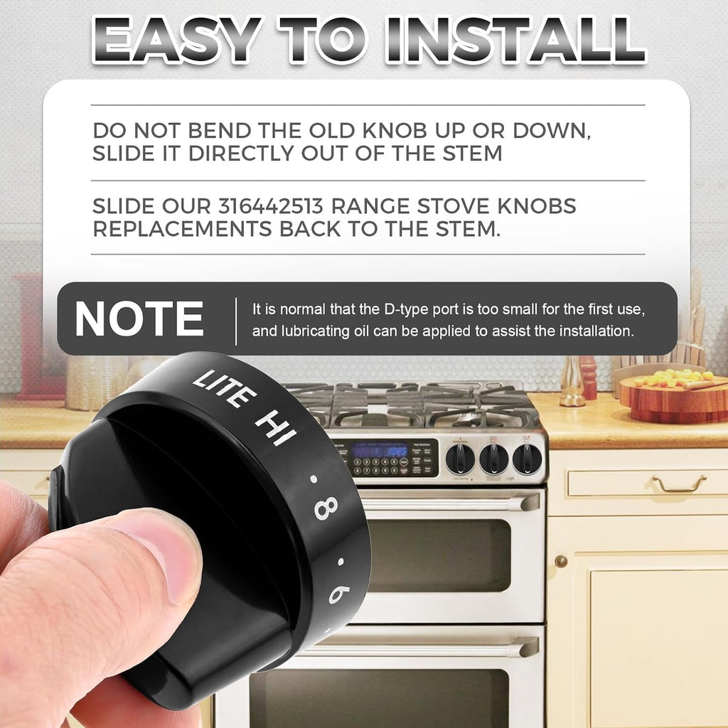 4 Pack 316442513 Gas Stove Knobs Replacement for Ken-More