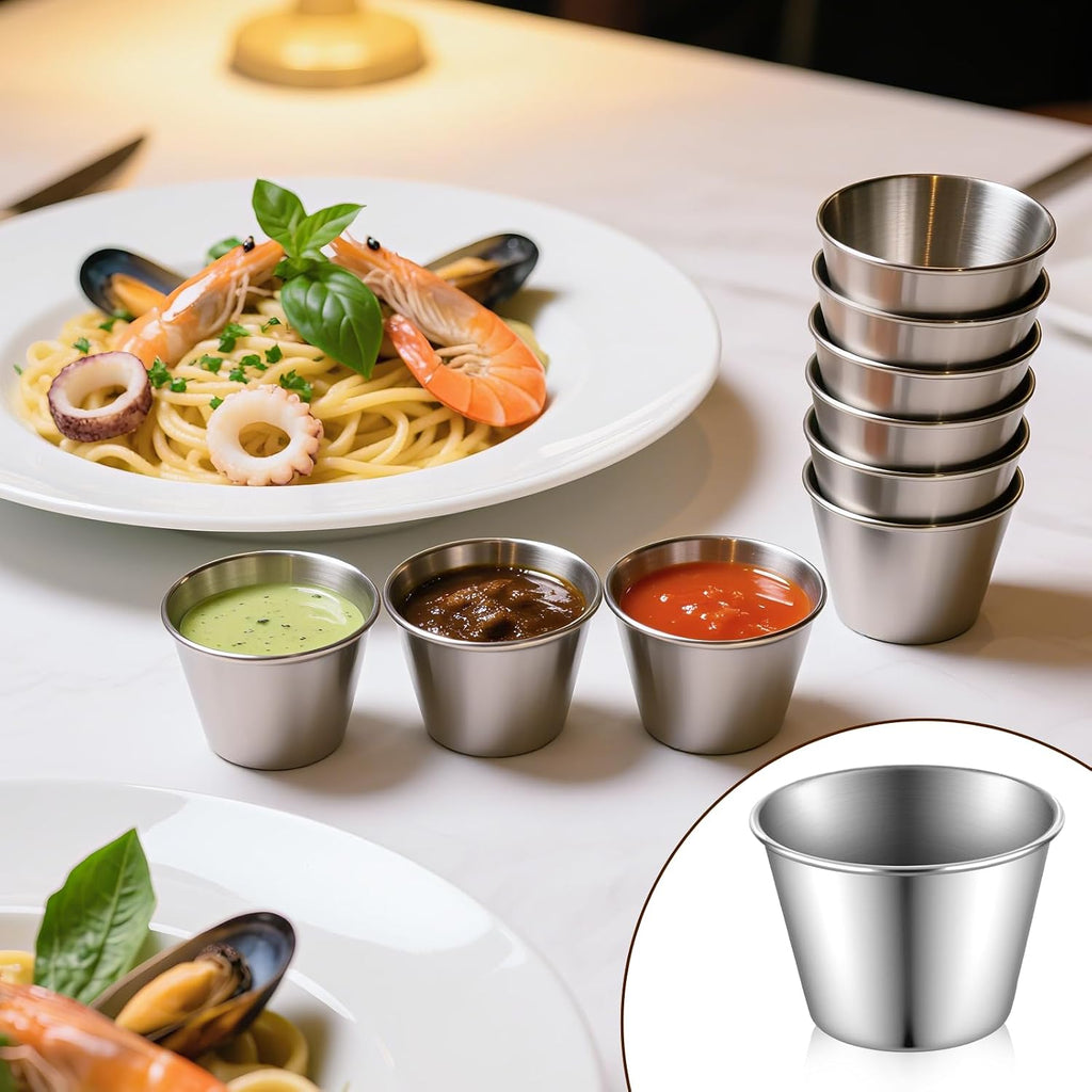 50 Pcs 2.5oz Stainless Steel Dipping Sauce Cup Mini Dip Bowls