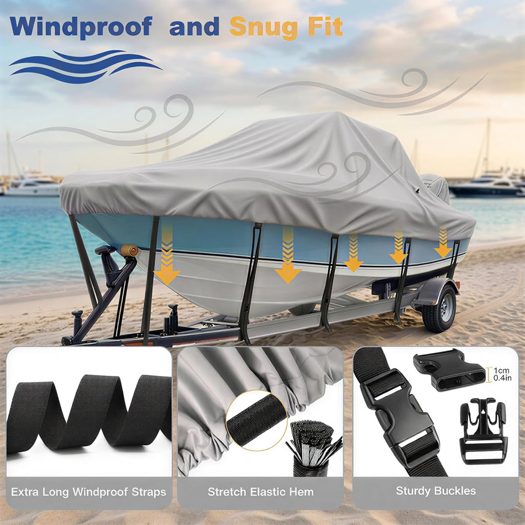 T Top Boat Cover 22-24 FT, Fits T-Top Roof Boats up to 106" Beam | Boat Cover for Center Console Boat, 1200D Heavy