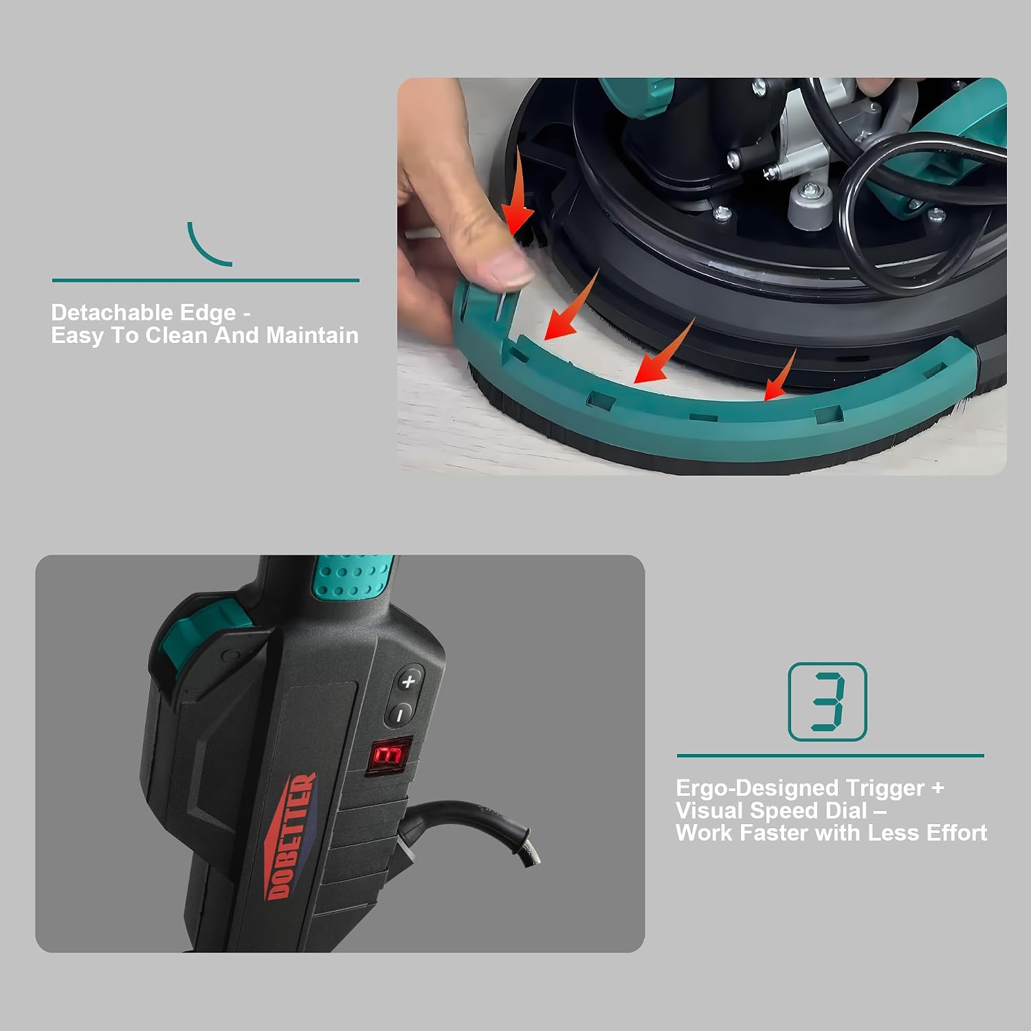 Drywall Sander With Vacuum Dust Collector and Pole Sander Set | 900W Power Motor 900-1800 RPM Variable Speed 10 pcs
