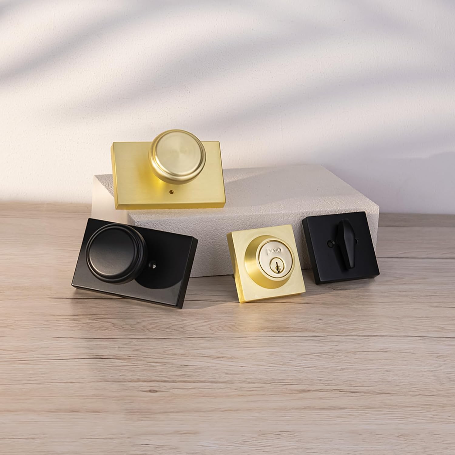 Brushed Gold Door Knobs with Deadbolt for Front Door & Living Room | Zinc Rosette, Easy Install, Outdoor & Indoor Use