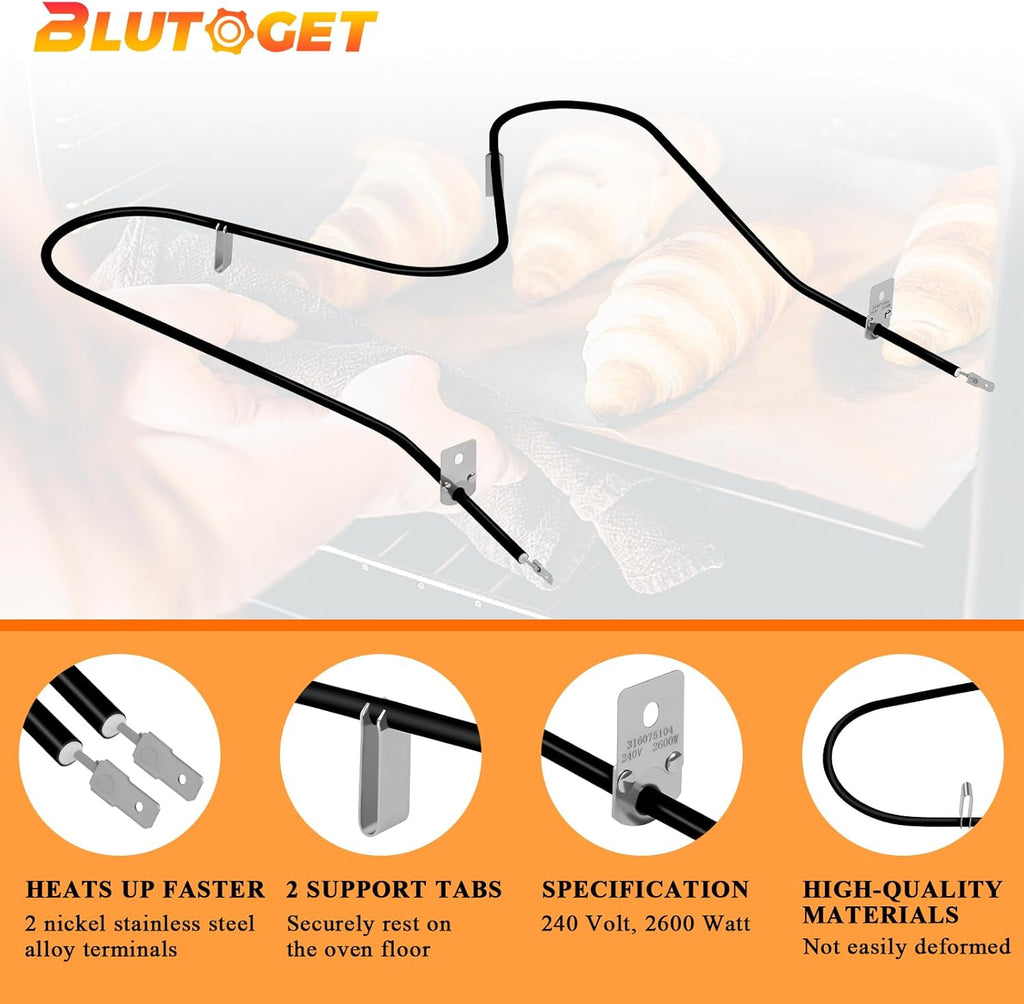 316075104 316075103 Oven Bake Heating Element by Blutoget-Fit for Frigidaire Kenmore Oven Heating Element Replaces PS438018 316282600 316075100 AH2332301 AP2125026 FEF366ECD FEF366EMD FEF326FSEF