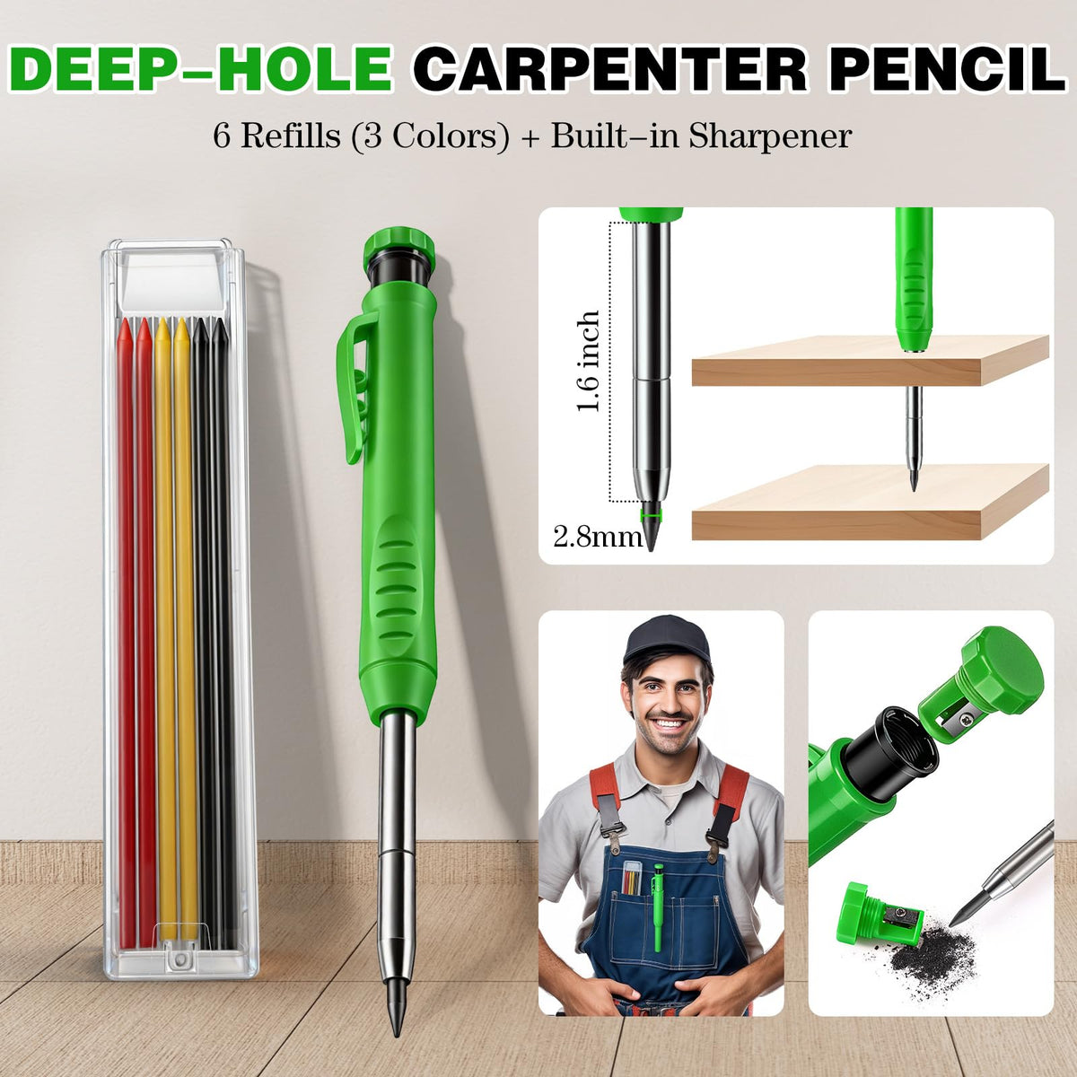Ceoighe Stair Gauges with Carpenter Pencils & Refills for Framing Square