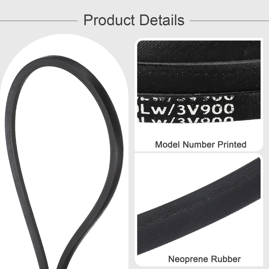 uxcell 3pcs 3V900 Rubber V Belt 90" Length x 0.38" Width x 0.31" Thick, Industrial Power Transmission Belt