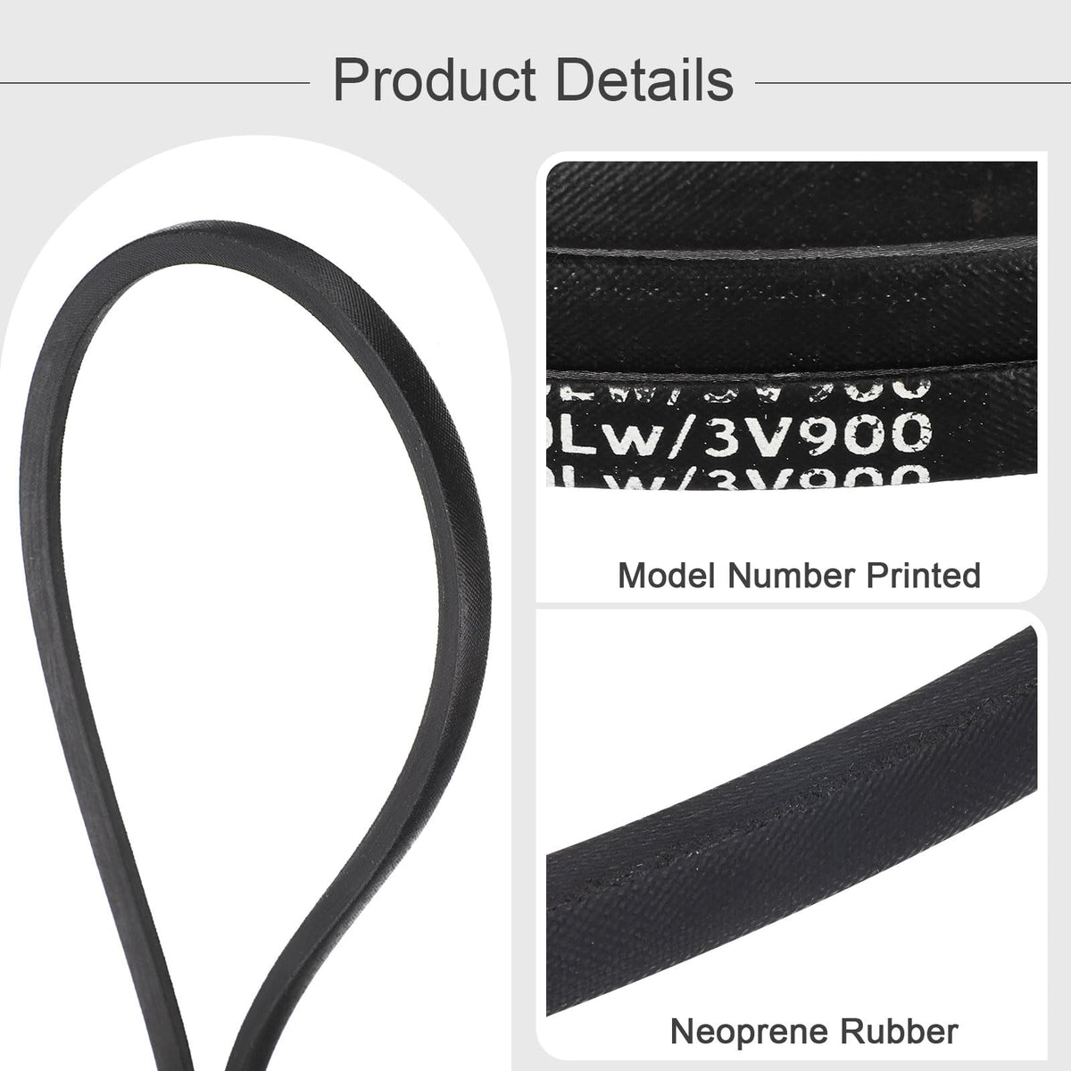 uxcell 3pcs 3V900 Rubber V Belt 90" Length x 0.38" Width x 0.31" Thick, Industrial Power Transmission Belt