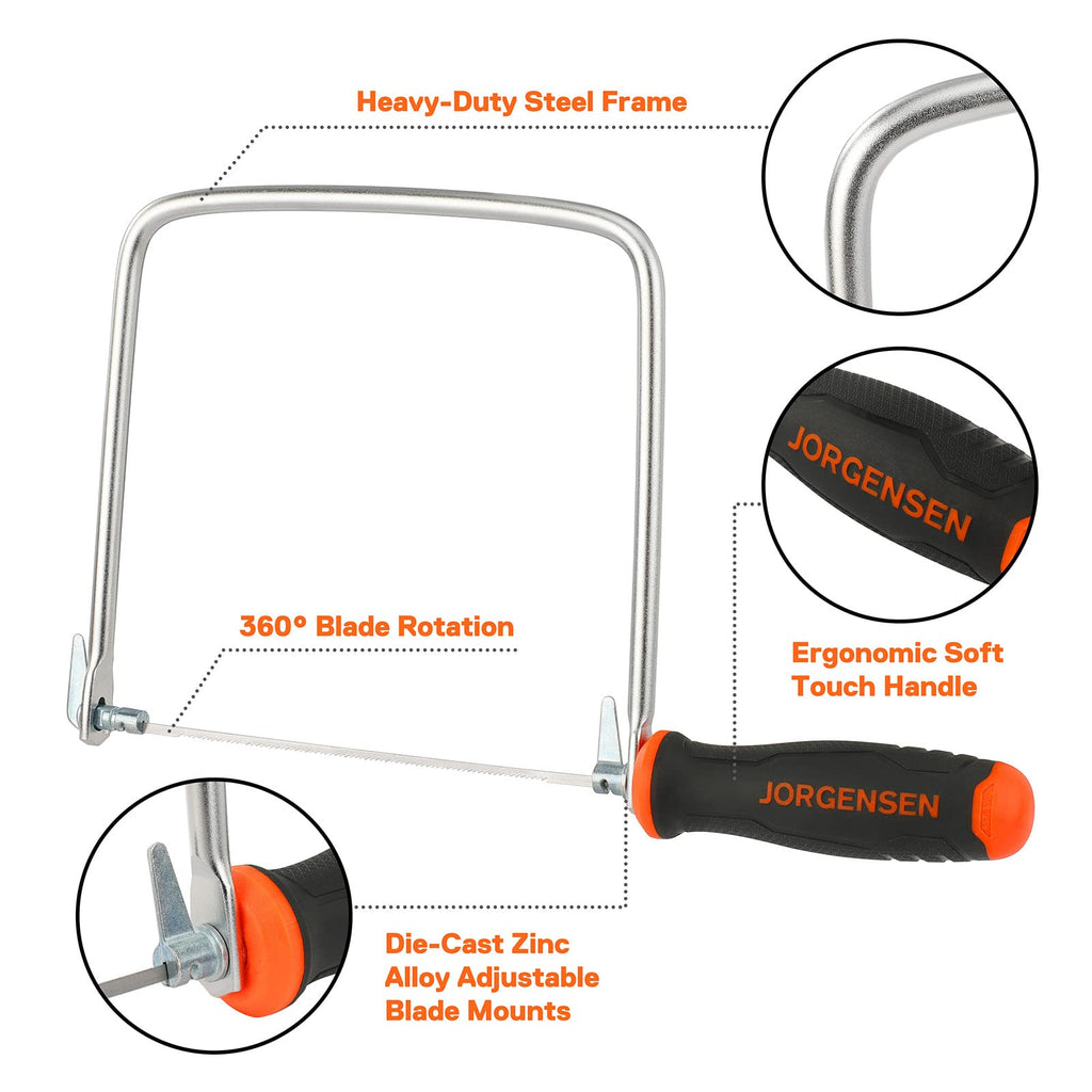 JORGENSEN Pro Coping Saw Set with 2 Replacement Blades, 6-1/2 Inch