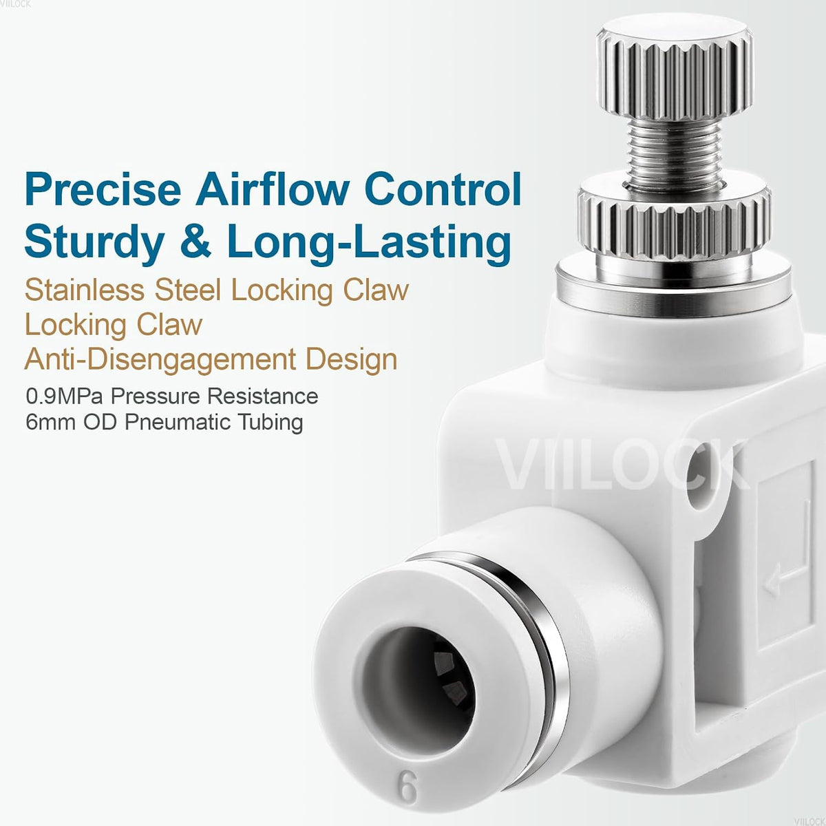 6mm OD Inline Air Flow Control Valve Push Fit Speed Controller 5Pcs
