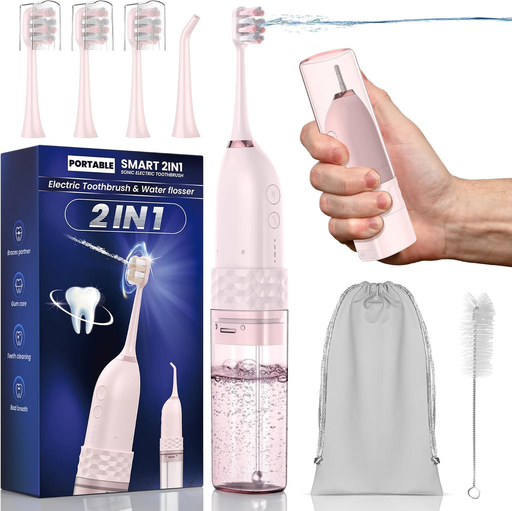 Electric Toothbrush with Water flosser, 2 in 1 Teeth Cleaning Kit, Toothbrush and Water flosser Combo, Travel