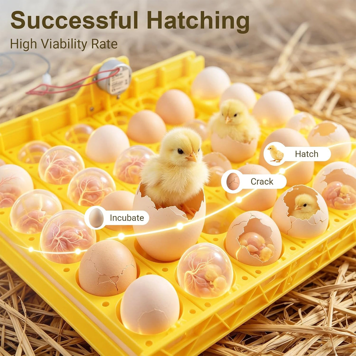 56 Eggs Automatic Incubator Turner Tray, 110V Motorized Device