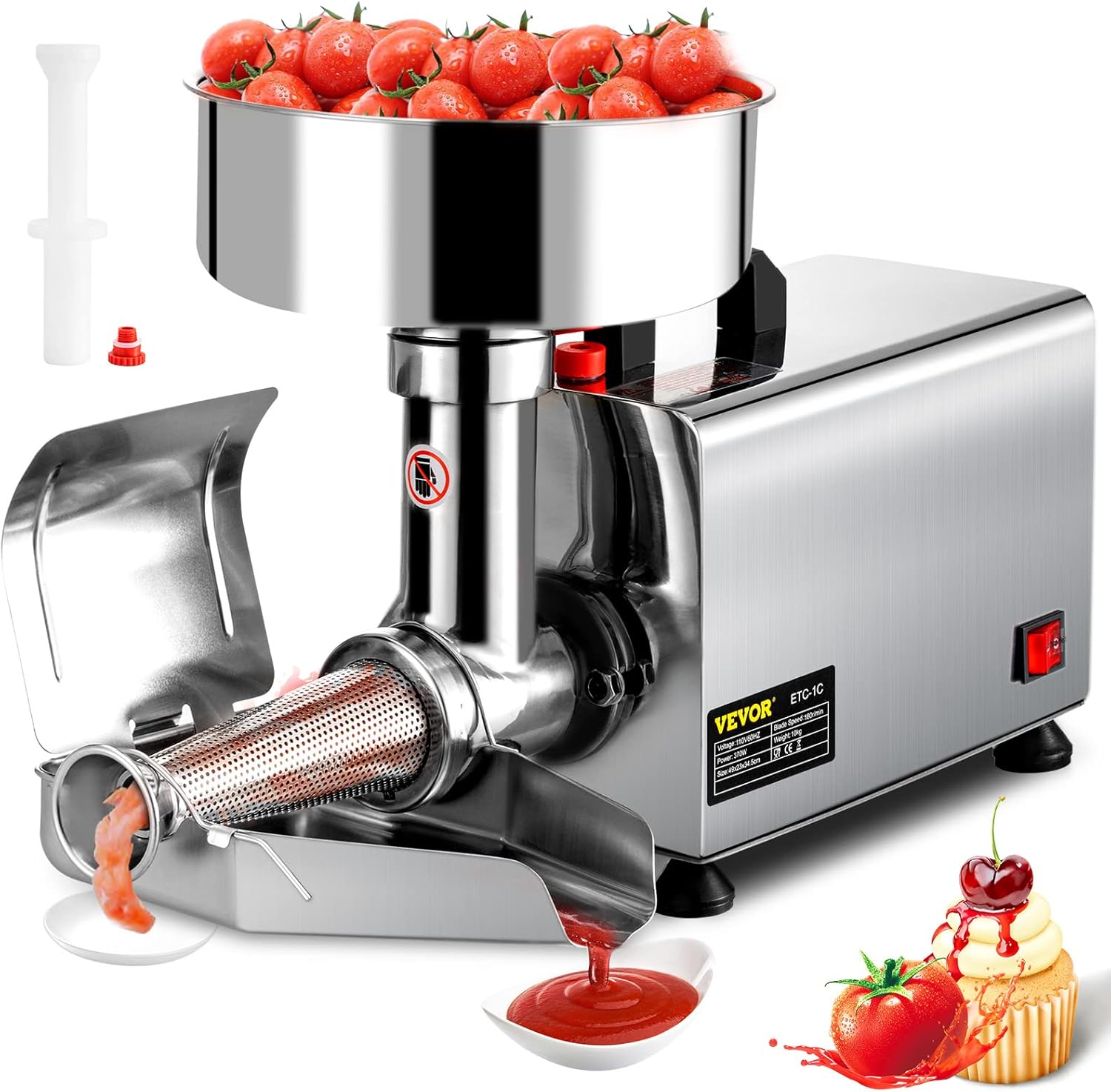 110V Electric Tomato Strainer 370W Commercial Grade Tomato Milling Machine Stainless Steel Tomato Press and Strainer